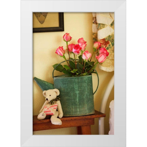 Pink Roses II White Modern Wood Framed Art Print by Clayton-Thompson, Philip