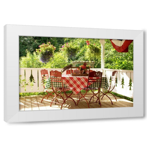 Dining on the Porch II White Modern Wood Framed Art Print by Clayton-Thompson, Philip