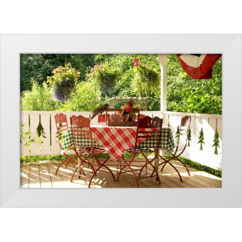 Dining on the Porch II White Modern Wood Framed Art Print by Clayton-Thompson, Philip