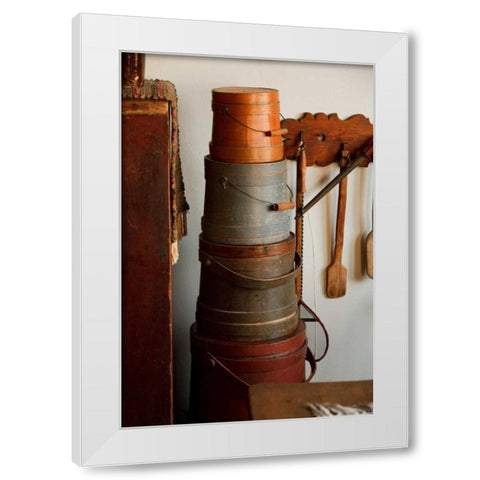 Hat Boxes II White Modern Wood Framed Art Print by Clayton-Thompson, Philip