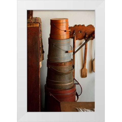 Hat Boxes II White Modern Wood Framed Art Print by Clayton-Thompson, Philip