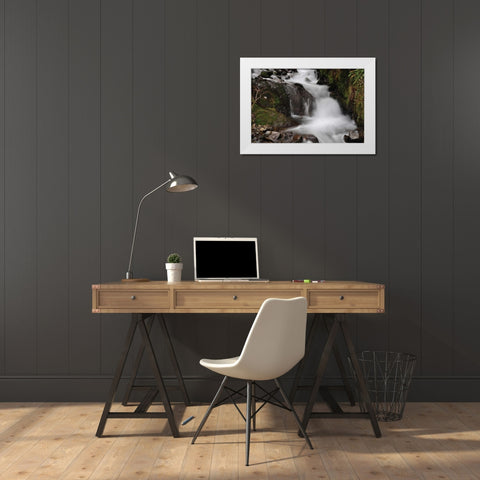 Stream Falls III White Modern Wood Framed Art Print by Thomas, Logan
