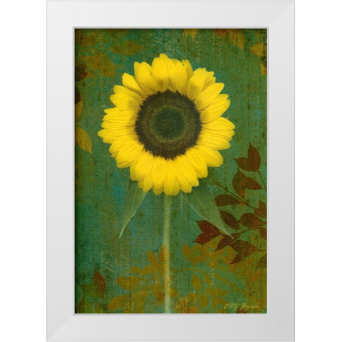 Sunflower White Modern Wood Framed Art Print by Geyman, Vitaly