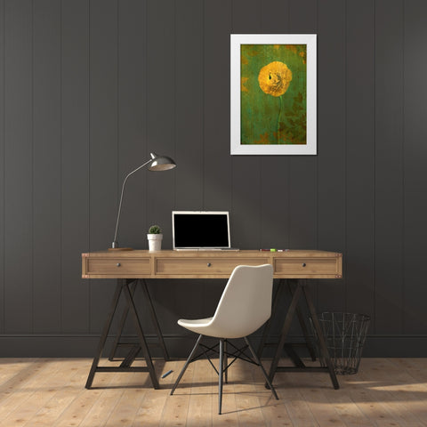 Yellow Renunculus White Modern Wood Framed Art Print by Geyman, Vitaly