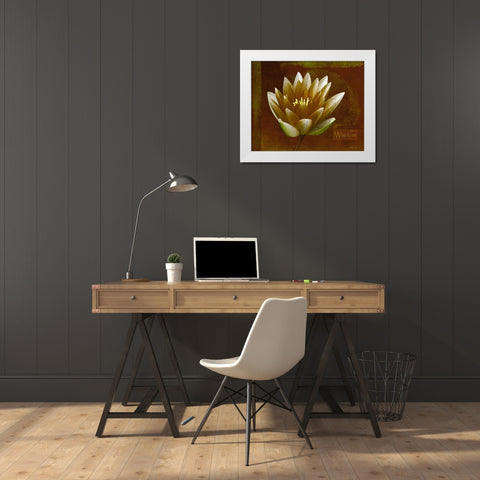 Rustic Lotus Wisdom White Modern Wood Framed Art Print by Geyman, Vitaly
