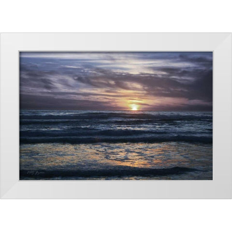 Purple Sunset White Modern Wood Framed Art Print by Geyman, Vitaly