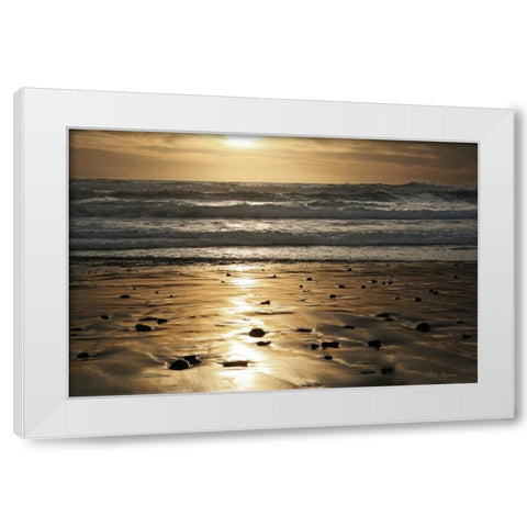 Golden Sunset White Modern Wood Framed Art Print by Geyman, Vitaly