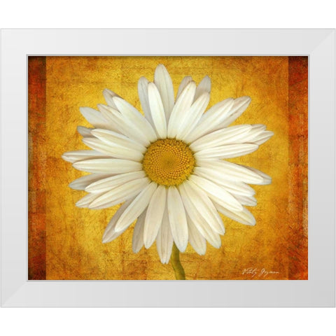 Daisy in Gold White Modern Wood Framed Art Print by Geyman, Vitaly