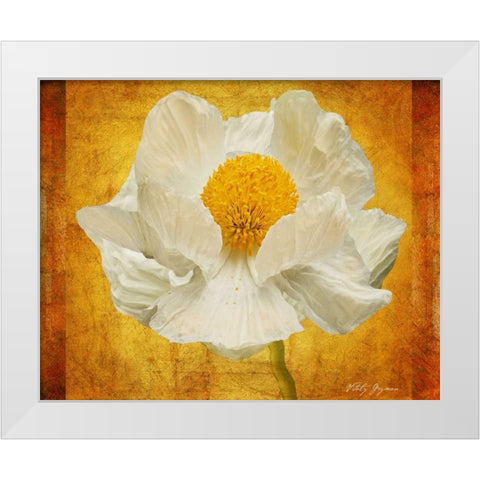 Poppy in Gold White Modern Wood Framed Art Print by Geyman, Vitaly