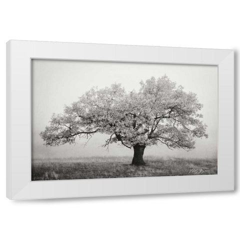 Misty V BandW White Modern Wood Framed Art Print by Geyman, Vitaly