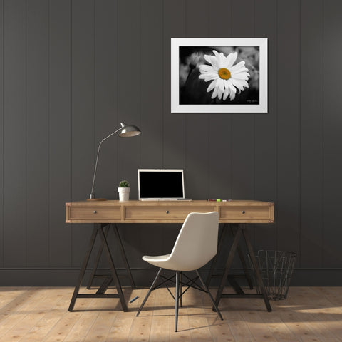 Daisy I BandW White Modern Wood Framed Art Print by Geyman, Vitaly