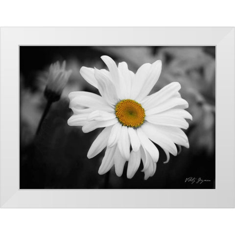 Daisy I BandW White Modern Wood Framed Art Print by Geyman, Vitaly