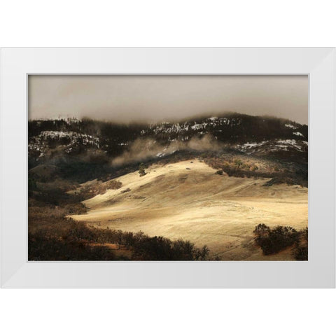 Mountain Glow White Modern Wood Framed Art Print by Geyman, Vitaly