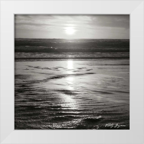 Golden Sunset Sq II BW White Modern Wood Framed Art Print by Vitaly, Geyman
