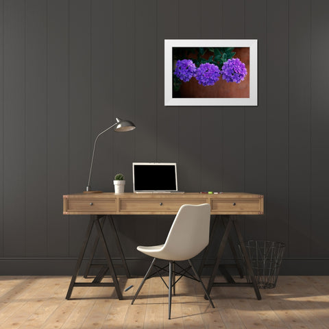 Tri Floral Bouquet White Modern Wood Framed Art Print by Geyman, Vitaly