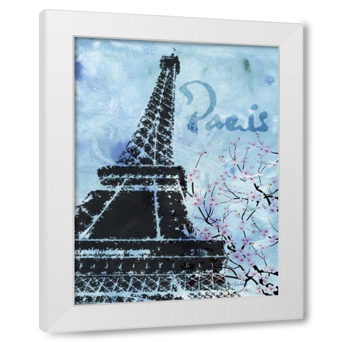 Blue Paris White Modern Wood Framed Art Print by Roberto, LuAnn