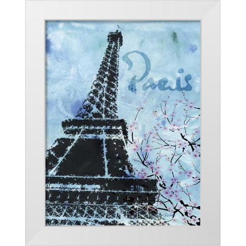 Blue Paris White Modern Wood Framed Art Print by Roberto, LuAnn