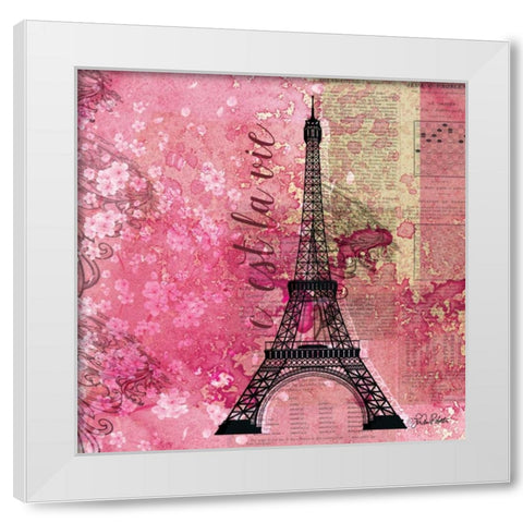 Pink Paris White Modern Wood Framed Art Print by Roberto, LuAnn
