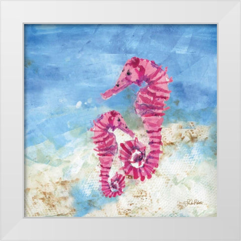 Ocean Seahorses White Modern Wood Framed Art Print by Roberto, LuAnn