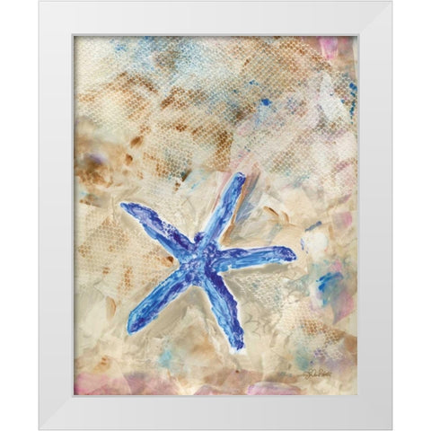 Blue Starfish White Modern Wood Framed Art Print by Roberto, LuAnn