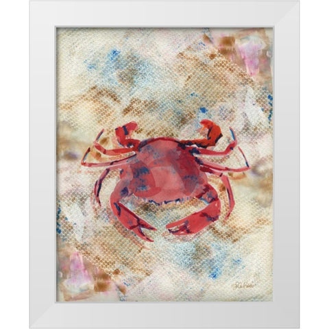 Red Crab White Modern Wood Framed Art Print by Roberto, LuAnn