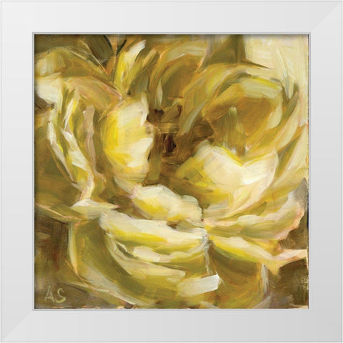 Yellow Peony White Modern Wood Framed Art Print by Salness, Annie