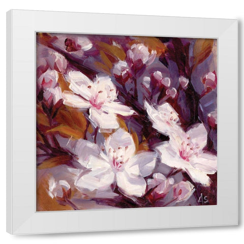 Cherry Blossoms White Modern Wood Framed Art Print by Salness, Annie