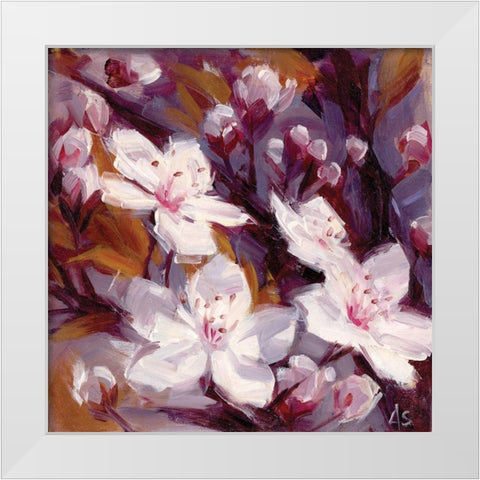 Cherry Blossoms White Modern Wood Framed Art Print by Salness, Annie