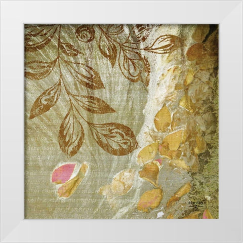 Gold Swirl I White Modern Wood Framed Art Print by Studio 2