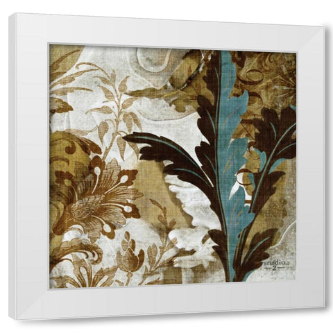 Teal Flow II White Modern Wood Framed Art Print by Studio 2