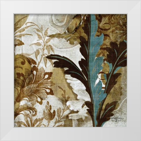 Teal Flow II White Modern Wood Framed Art Print by Studio 2