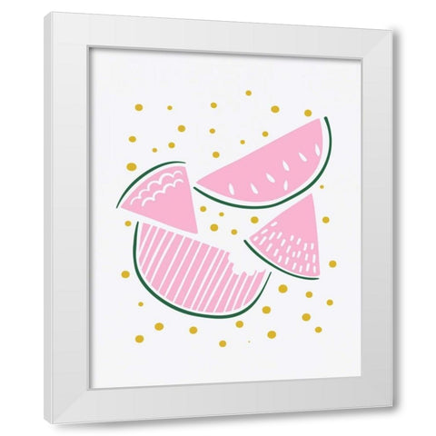 Watermelon White Modern Wood Framed Art Print by Serna, Isabel