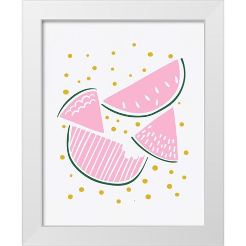 Watermelon White Modern Wood Framed Art Print by Serna, Isabel