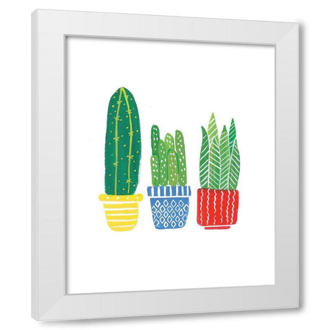 Cactus I White Modern Wood Framed Art Print by Serna, Isabel