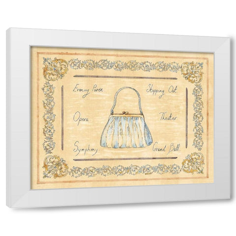 Evening Purse White Modern Wood Framed Art Print by Schippel, Banafshe