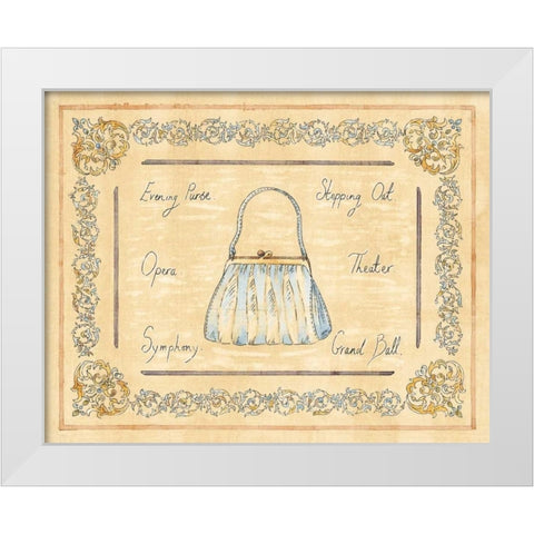 Evening Purse White Modern Wood Framed Art Print by Schippel, Banafshe