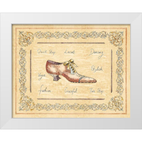 Vogue Shoe White Modern Wood Framed Art Print by Schippel, Banafshe