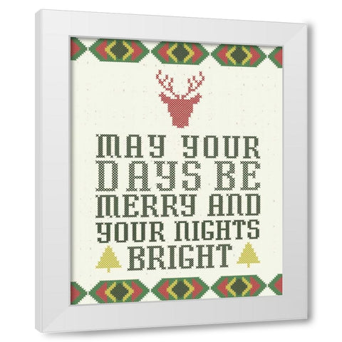 Merry and Bright White Modern Wood Framed Art Print by Sta Teresa, Ashley