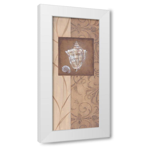 Sand Shell I White Modern Wood Framed Art Print by 3 Bamboo Studio