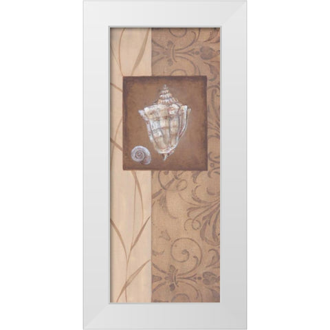 Sand Shell I White Modern Wood Framed Art Print by 3 Bamboo Studio