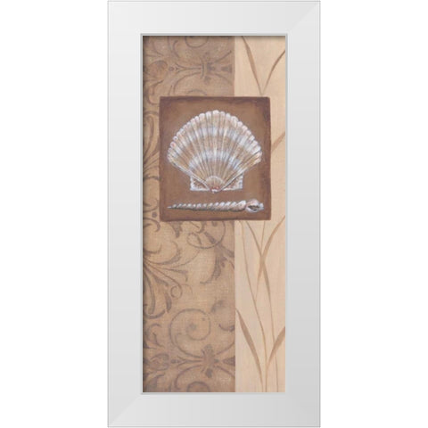 Sand Shell II White Modern Wood Framed Art Print by 3 Bamboo Studio