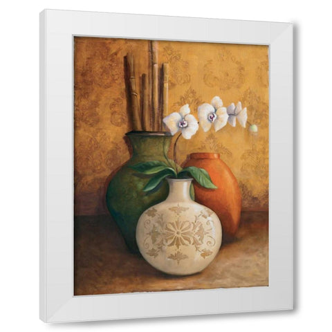 Modern Orchid I White Modern Wood Framed Art Print by 3 Bamboo Studio