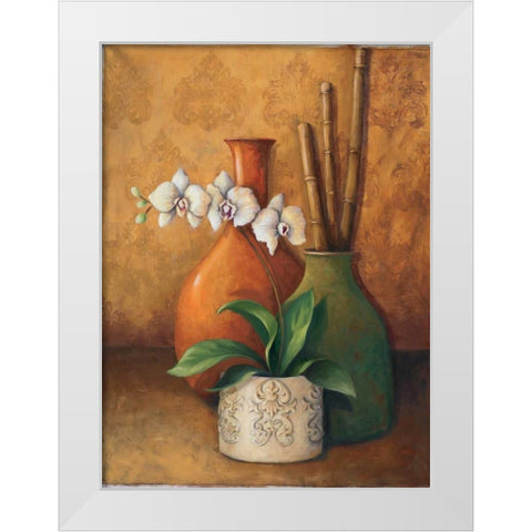 Modern Orchid II White Modern Wood Framed Art Print by 3 Bamboo Studio