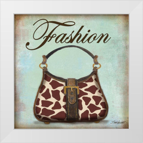 Giraffe Purse White Modern Wood Framed Art Print by Williams, Todd