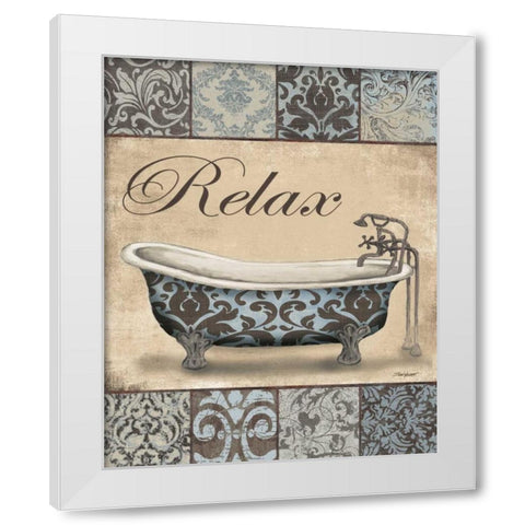 Relax Bath White Modern Wood Framed Art Print by Williams, Todd