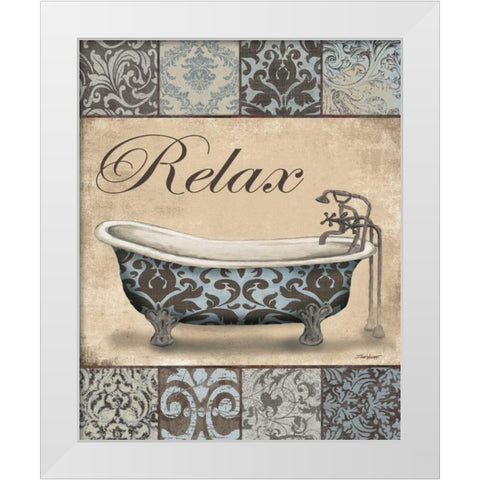 Relax Bath White Modern Wood Framed Art Print by Williams, Todd