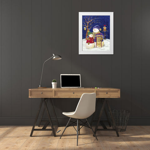 Sledding Duo White Modern Wood Framed Art Print by Williams, Todd