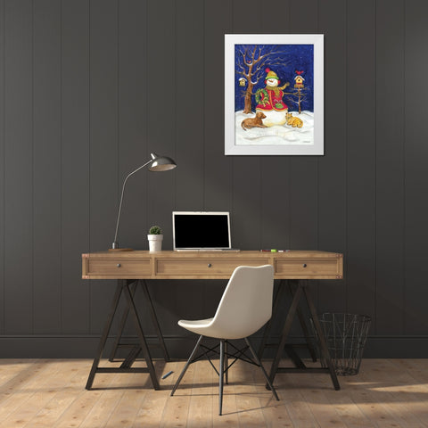 Snowman and Friends White Modern Wood Framed Art Print by Williams, Todd