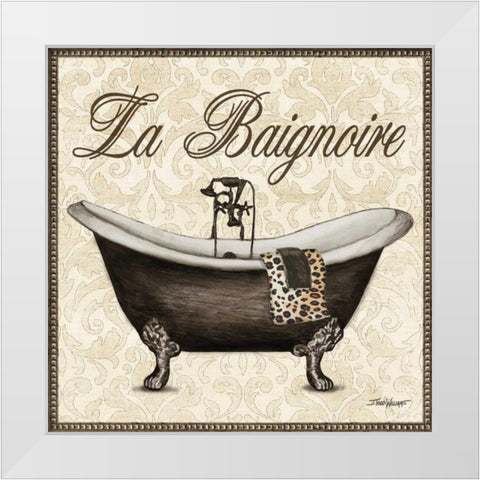Leopard Bath I White Modern Wood Framed Art Print by Williams, Todd