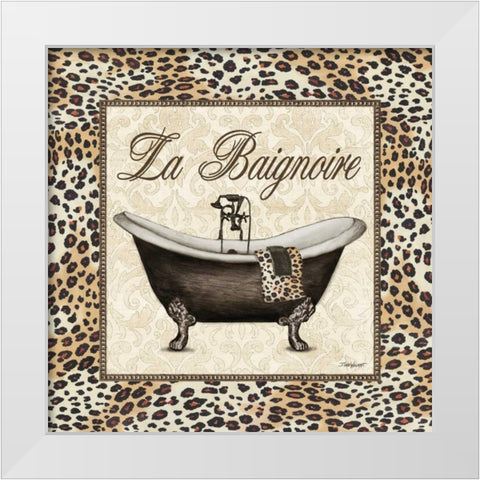 Leopard Bathtub White Modern Wood Framed Art Print by Williams, Todd